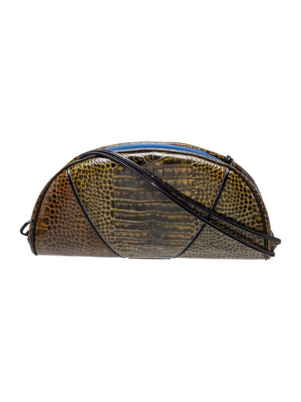 NWOT Christian Dior Green Embossed Leather Vintage Shoulder Bag Animal Print